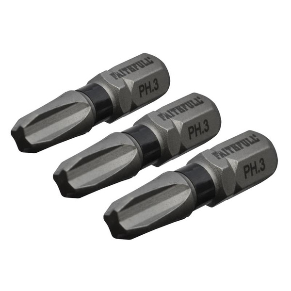 Faithfull Phillips Impact Screwdriver Bits PH3 x 25mm (Pack 3)