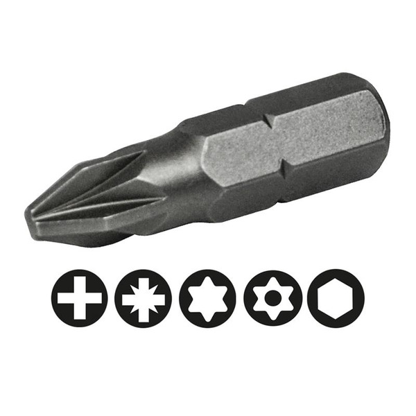 Faithfull Pozi S2 Grade Steel Screwdriver Bits PZ1 x 25mm (Pack 3)
