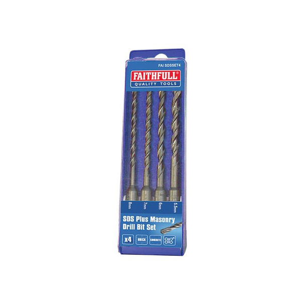 Faithfull SDS Plus Drill Bit Set, 4 Piece