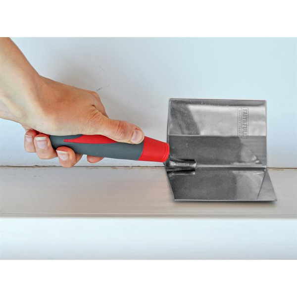 Faithfull FAISGTCINTSS Internal Corner Trowel Stainless Steel Soft Grip Handle 4 x 3 x 3in