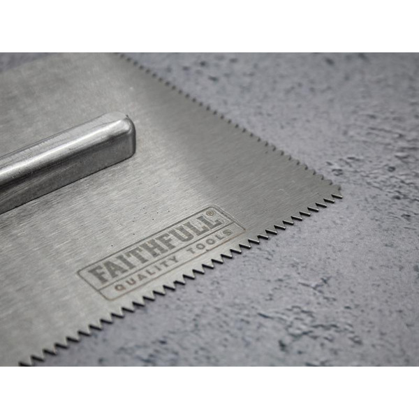Faithfull FAISGTNOT3 Notched Trowel V 3mm Soft Grip Handle 11 x 4.1/2in