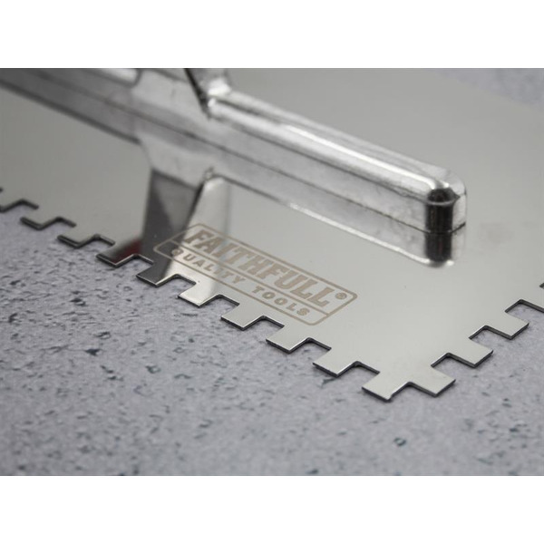 Faithfull FAISGTNOT6SS Notched Trowel Serrated 6mm Stainless Steel Soft Grip Handle 11 x 4.1/2in