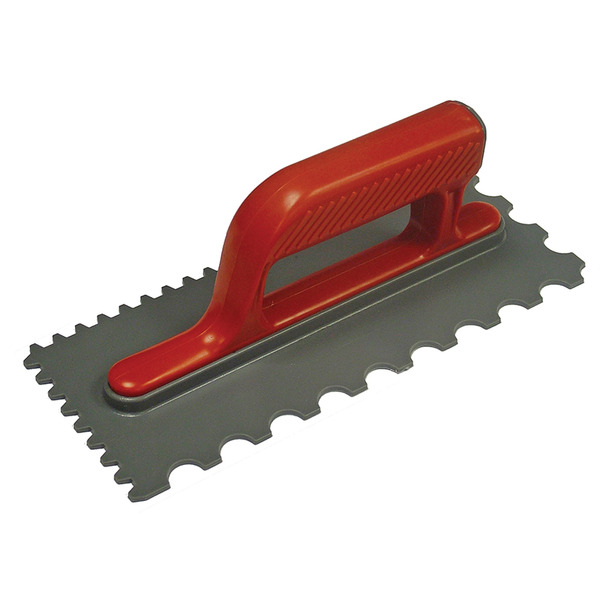 Faithfull Notched Trowel V 4mm & Round 7mm Plastic Handle 11 x 4.1/2in