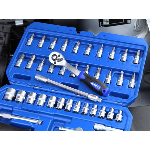 Faithfull 1/4in Drive Socket Set, 46 Piece