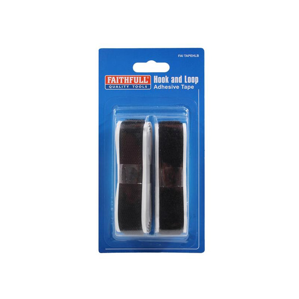 Faithfull Hook & Loop Self Adhesive Tape Black 20mm x 1m
