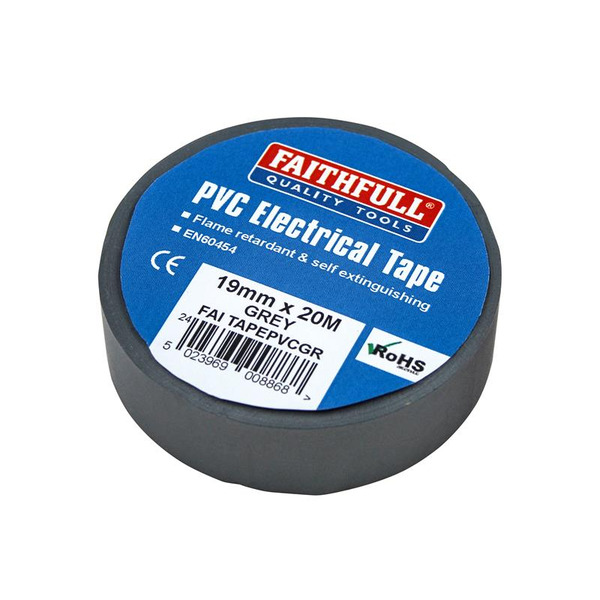 Faithfull PVC Electrical Tape Grey 19mm x 20m