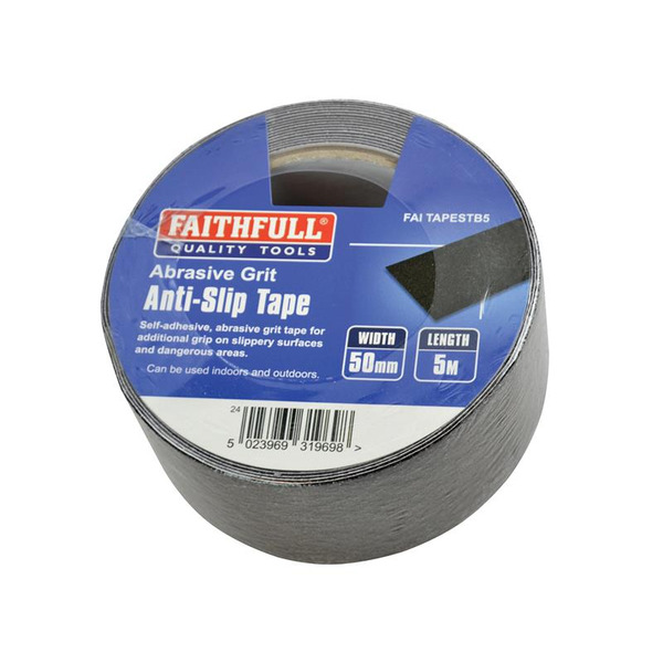 Faithfull FAITAPESTB5 Anti-Slip Tape 50mm x 5m Black