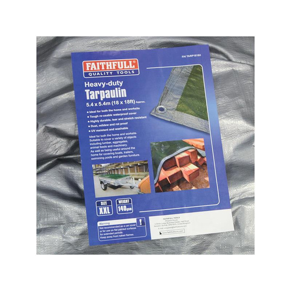 Tarpaulin Green/Silver 5.4 x 3.6m (18 x 12ft) 80gsm