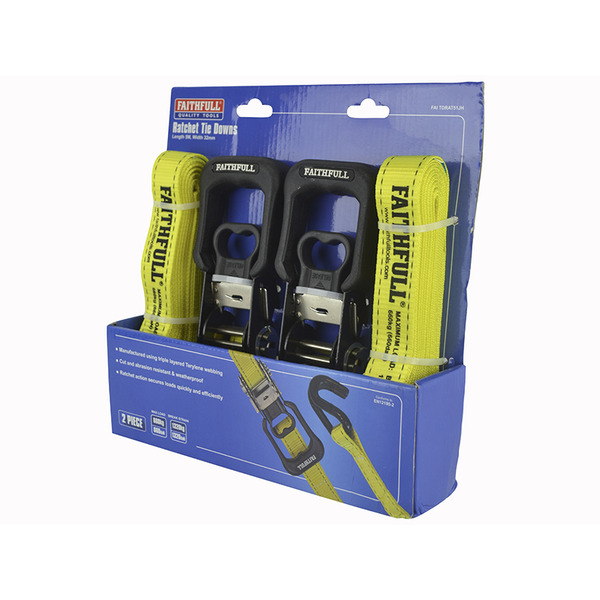 Ratchet Tie-Downs J-Hook 5m x 32mm Breaking Strain 1320kg/daN 2 Piece