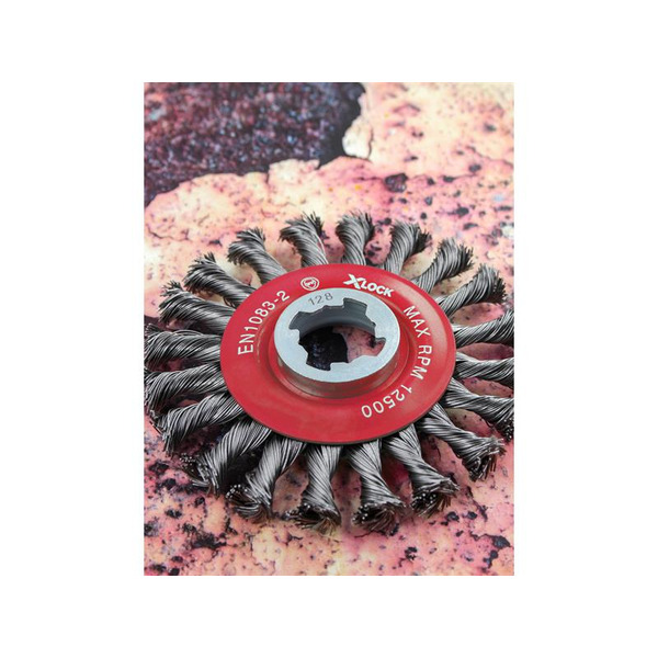 X-LOCK Conical Wire Brush 115mm M14x2, 0.50mm Steel Wire