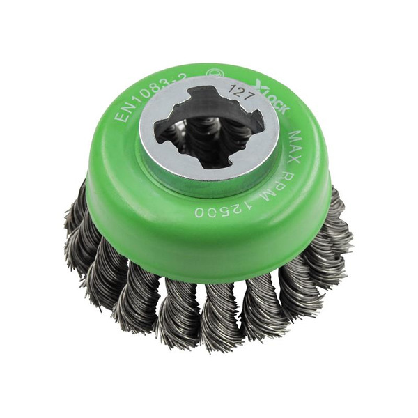 X-LOCK Wire Cup Brush Twist Knot 75mm M14x2, 0.50mm Stainless Steel Wire