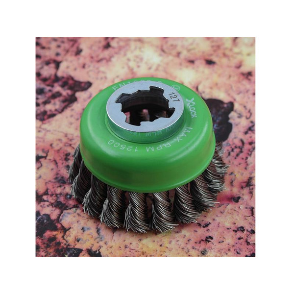 X-LOCK Wire Cup Brush Twist Knot 75mm M14x2, 0.50mm Stainless Steel Wire