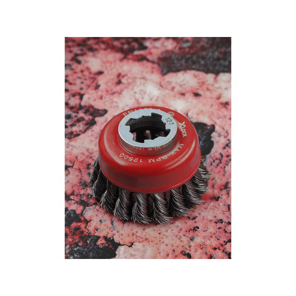 X-LOCK Wire Cup Brush Twist Knot 75mm M14x2, 0.50mm Steel Wire