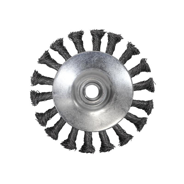 Faithfull Conical Wire Brush 100mm M14x2 Bore, 0.50mm Wire