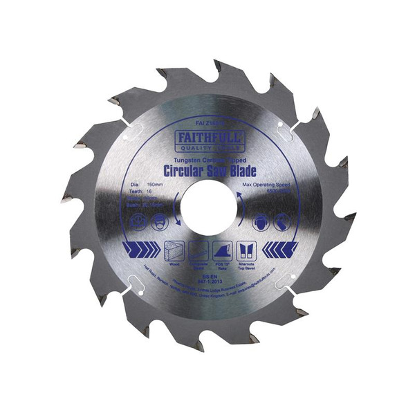 Faithfull TCT Circular Saw Blade 160 x 30mm x 16T POS