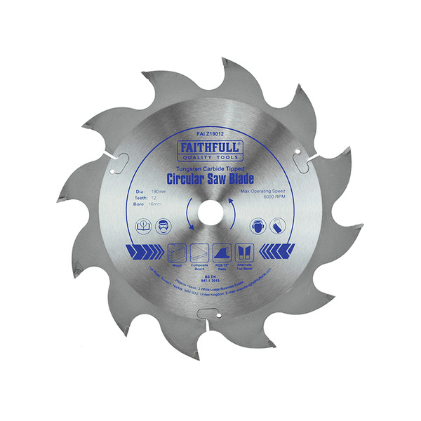 TCT Circular Saw Blade 190 x 16mm x 12T POS