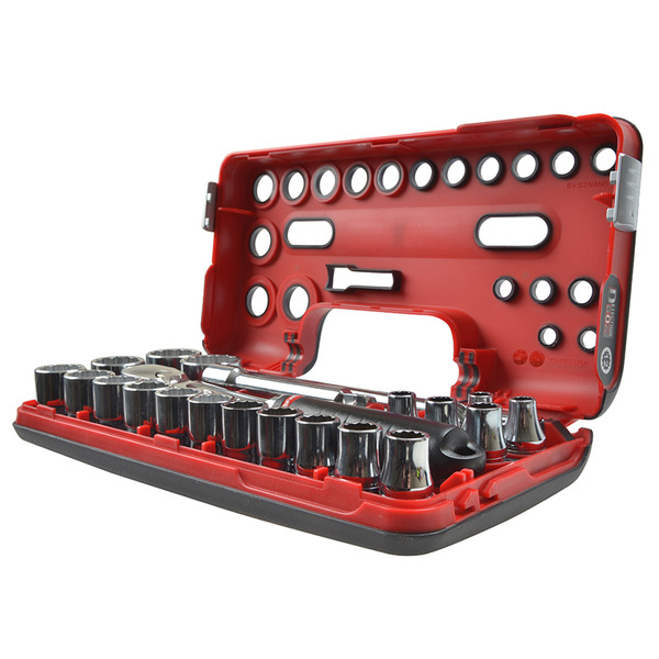 Facom 1/2in Drive 12-Point Detection Box Socket Set, 22 Piece