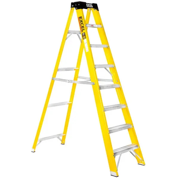 Excel 1657 Electricians Fibreglass Step Ladder 8 Tread 1.91m Heavy Duty
