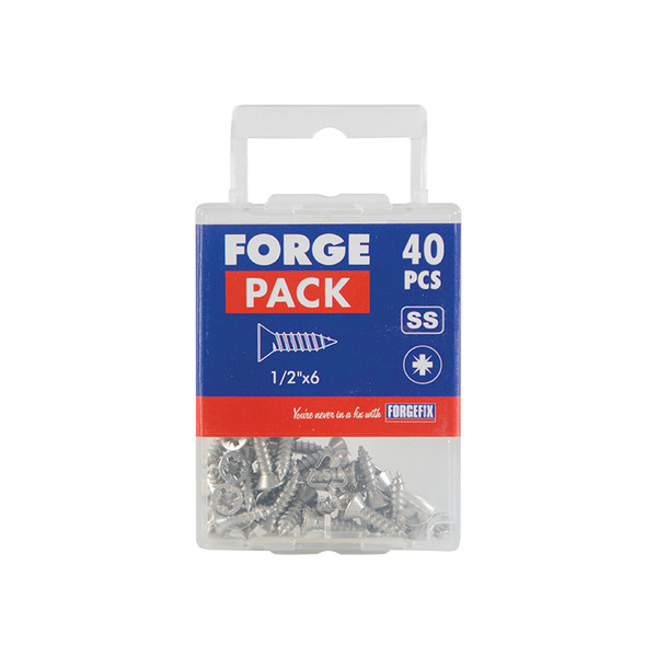 Self-Tapping Screw Pozi Compatible CSK A2 SS 1/2in x 6 ForgePack 40