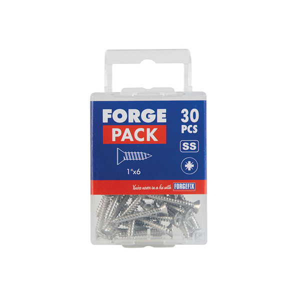 Self-Tapping Screw Pozi Compatible CSK A2 SS 1in x 6 ForgePack 30