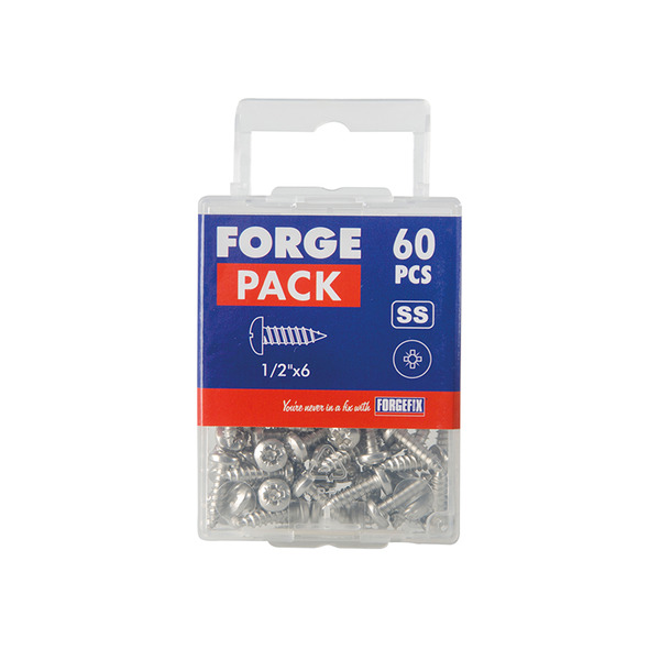 Self-Tapping Screw Pozi Compatible Pan Head SS 1/2in x 6 ForgePack 60