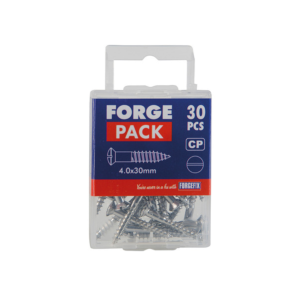 Multi-Purpose Screw SL Raised Head Chrome Plated 4.0 x 30mm ForgePack 30