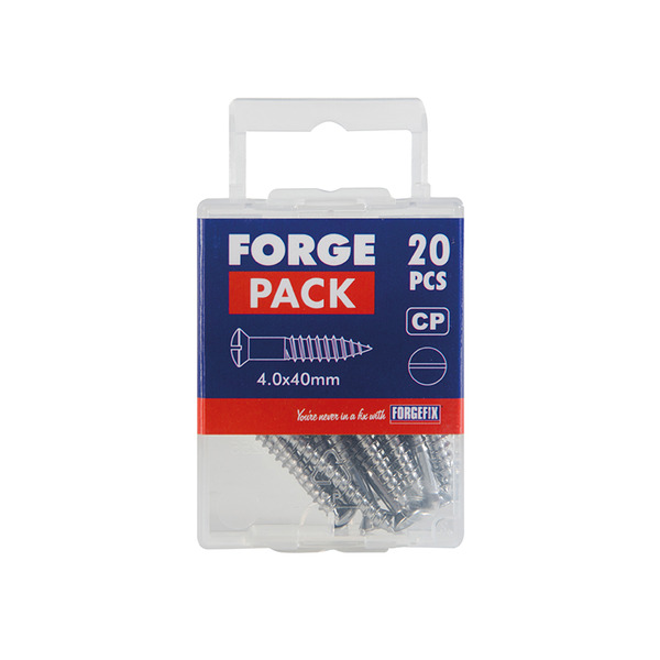 Multi-Purpose Screw SL Raised Head Chrome Plated 4.0 x 40mm ForgePack 20