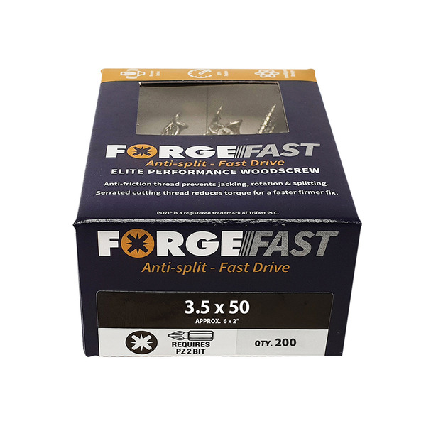 ForgeFast Pozi Compatible Elite Performance Wood Screw ZY 3.5 x 50mm Box 200