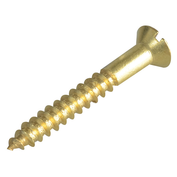 Wood Screw Slotted CSK Brass 1.1/2in x 10 ForgePack 8