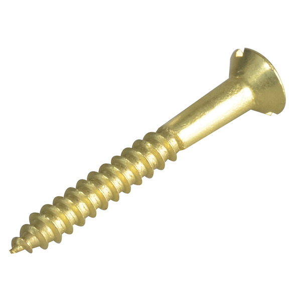 Wood Screw Slotted CSK Brass 1.1/2in x 8 ForgePack 10