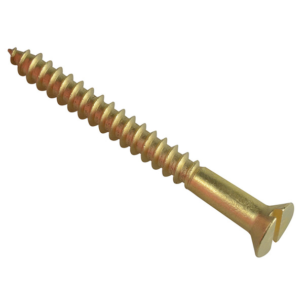 Wood Screw Slotted CSK Brass 2in x 10 ForgePack 6