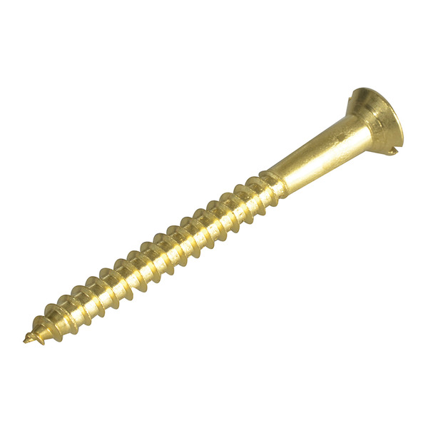 Wood Screw Slotted CSK Brass 2.1/2in x 12 ForgePack 4