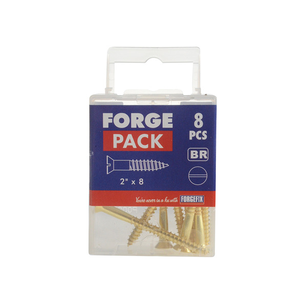 Wood Screw Slotted CSK Brass 2in x 8 ForgePack 8