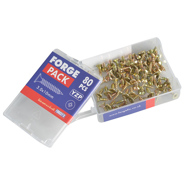 Multi-Purpose Pozi Screw CSK ST ZYP 3.0 x 10mm ForgePack 80