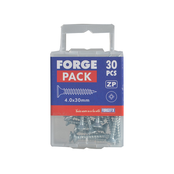 Multi-Purpose Pozi Compatible Screw CSK ST ZP 4.0 x 30mm Forge Pack 30