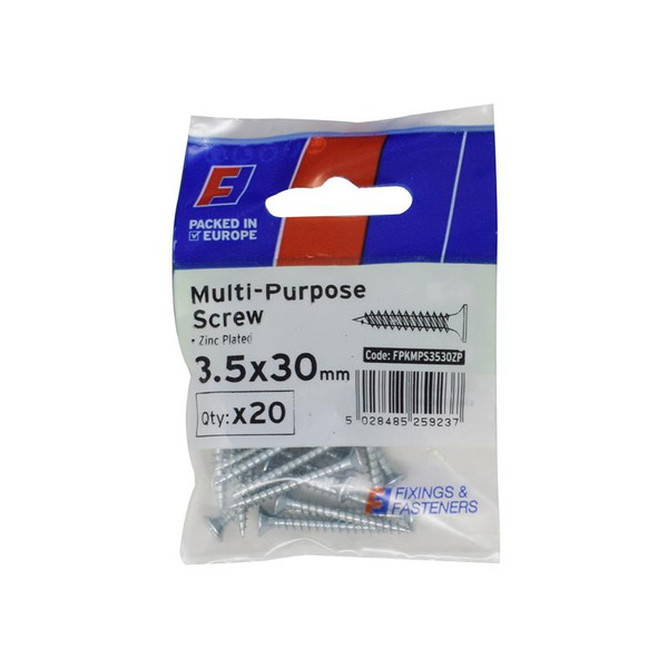 Multi-Purpose Pozi Screw CSK ST ZP 3.5 x 30mm ForgePack 20