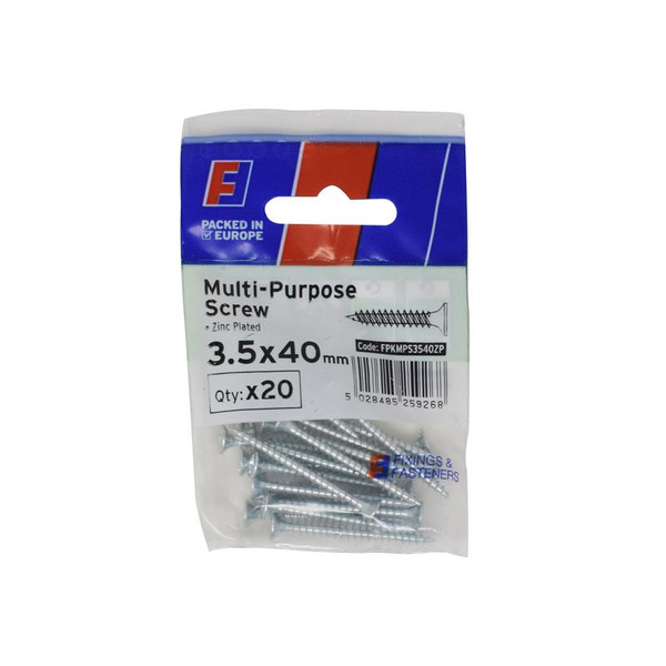 Multi-Purpose Pozi Screw CSK ST ZP 3.5 x 40mm ForgePack 20