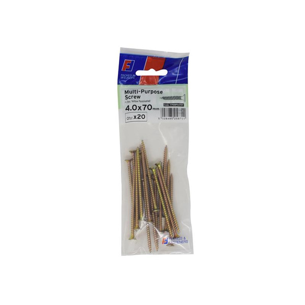 ForgeFix FORFPMS470Y Multi-Purpose Pozi Screw CSK ST ZYP 4.0 x 70mm ForgePack 20
