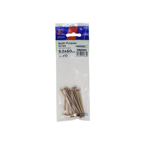 ForgeFix FORFPMS560Y Multi-Purpose Pozi Screw CSK ST ZYP 5.0 x 60mm ForgePack 10