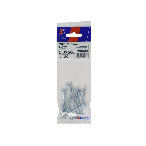 Multi-Purpose Pozi Screw CSK ST ZP 5.0 x 60mm ForgePack 10