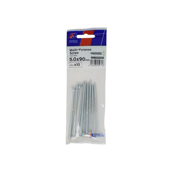 ForgeFix FORFPMS590Z Multi-Purpose Pozi Screw CSK ST ZP 5.0 x 90mm ForgePack 10