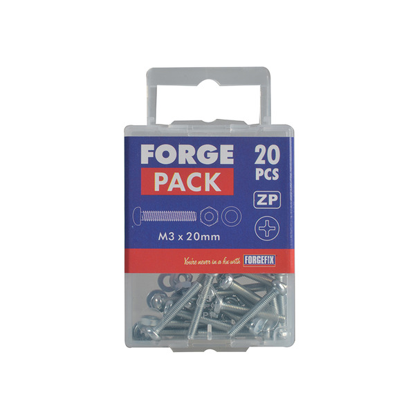 Machine Screw Pozi Compatible Pan Head ZP M3 x 20mm ForgePack 50