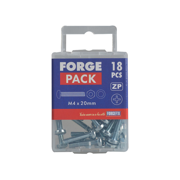 ForgeFix FORFPMSPH420 Machine Screw Pozi Compatible Pan Head ZP M4 x 20mm ForgePack 40