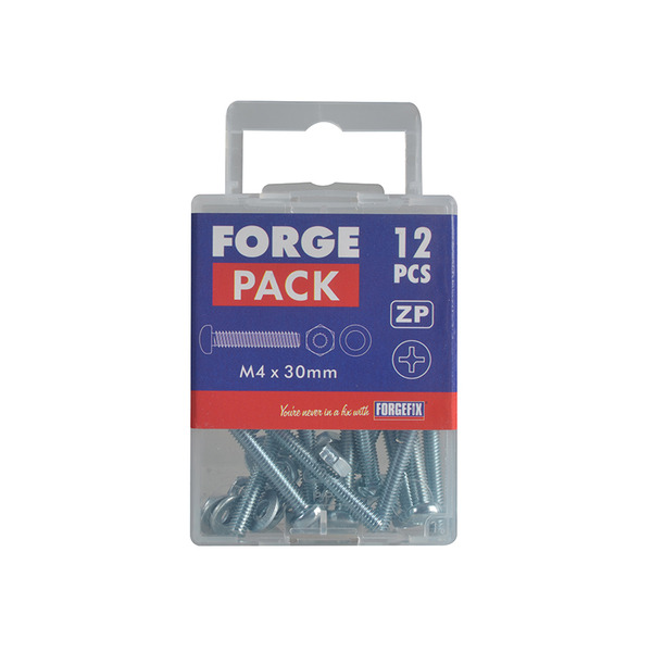 Machine Screw Pozi Compatible Pan Head ZP M4 x 30mm ForgePack 20