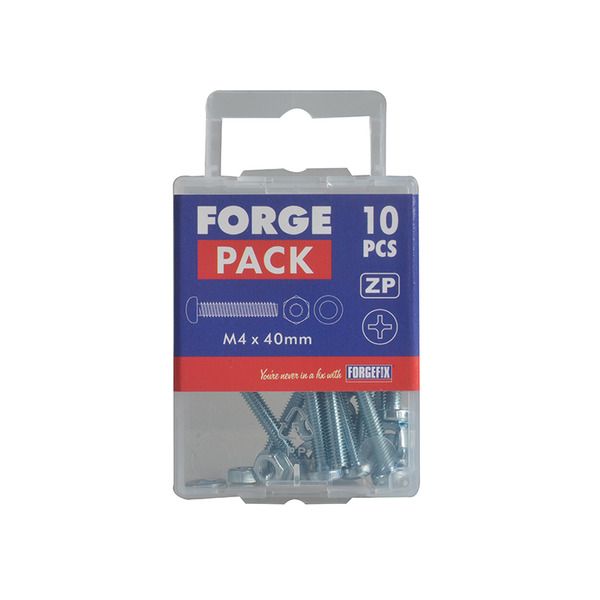 ForgeFix Machine Screw Pozi Compatible Pan Head ZP M4 x 40mm ForgePack 15