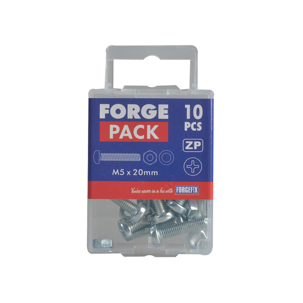 Machine Screw Pozi Compatible Pan Head ZP M5 x 20mm ForgePack 15