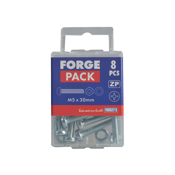 Machine Screw Pozi Compatible Pan Head ZP M5 x 30mm ForgePack 12