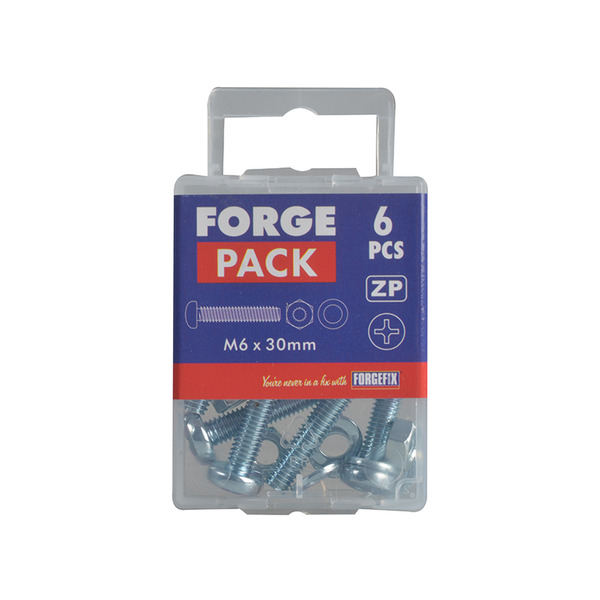 Machine Screw Pozi Compatible Pan Head ZP M6 x 30mm ForgePack 8
