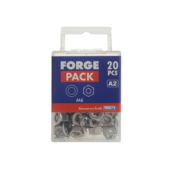 Hexagonal Nuts & Washers A2 Stainless Steel M6 ForgePack 20