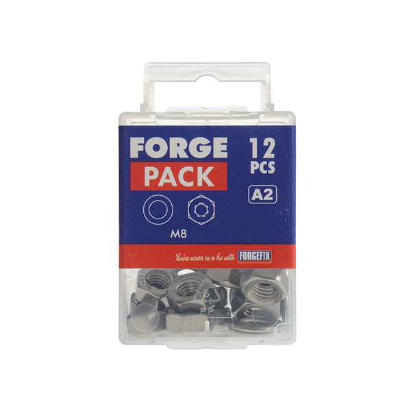 Hexagonal Nuts & Washers A2 Stainless Steel M8 ForgePack 12